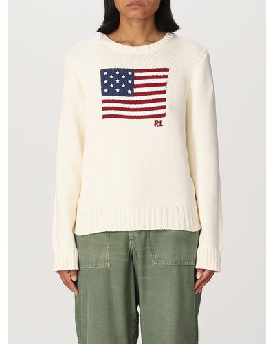 Polo Ralph Lauren Usa-flag Knit Jumper in White | Lyst Canada