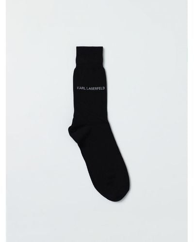 Karl Lagerfeld Calze in cotone stretch con logo jacquard - Nero