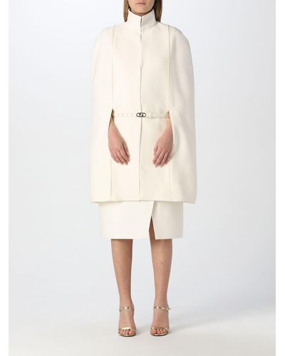 Fendi Wool And Silk Cape - White