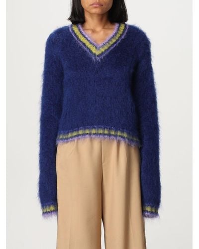 Marni Sweater In Mohair Wool Blend - Blue