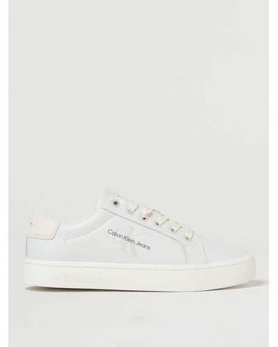 Calvin Klein Sneakers in pelle con logo stampato - Bianco