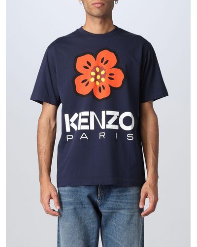KENZO T-Shirt mit Mohn-Print - Blau