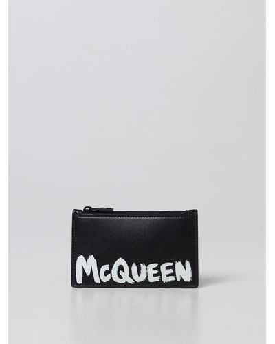 Alexander McQueen Logo Geldbörse aus Leder - Schwarz