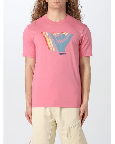Blauer T-shirt Man - Pink