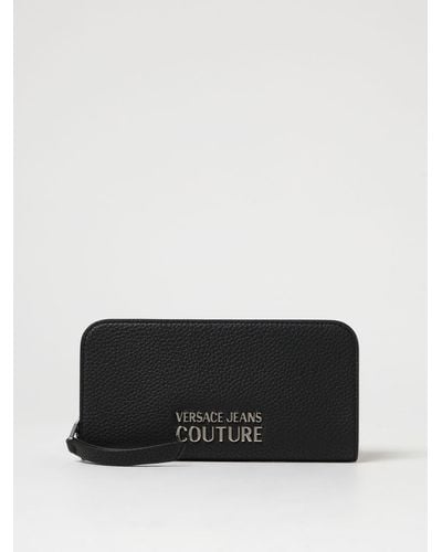 Versace Jeans Couture Portafoglio in pelle sintetica a grana con logo - Nero