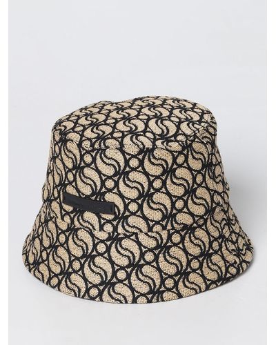 Stella McCartney Straw Hat With All-over Embroidered Logo - Natural