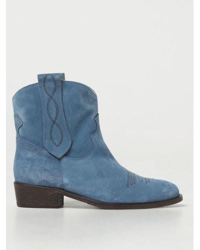 Via Roma 15 Flat Ankle Boots - Blue