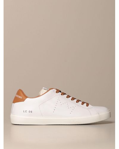Leather Crown Sneakers - Natural