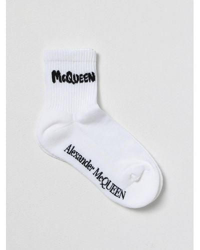 Alexander McQueen Socks In Cotton Blend - White