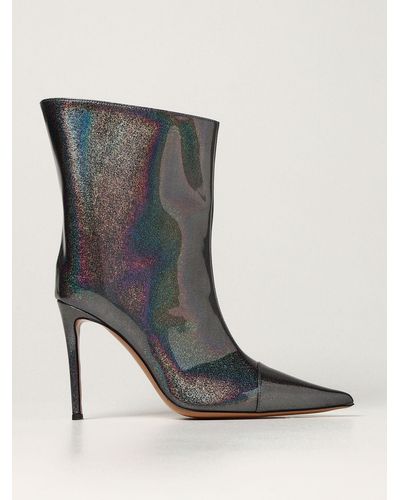 Alexandre Vauthier Ankle Boots With Python Print - Grey