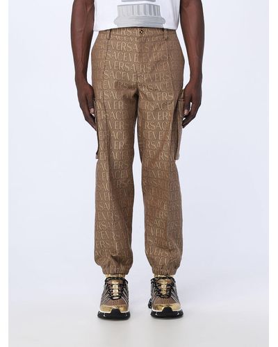 Versace Cargo Pants In Cotton Blend - Natural