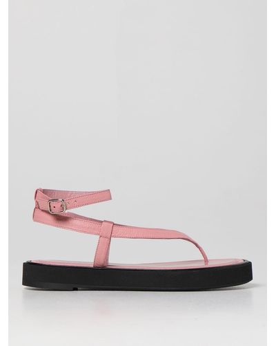 BY FAR Thong Sandal In Leather - Pink