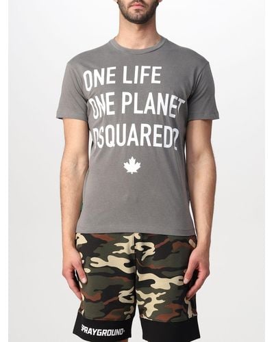 DSquared² One Life One Planet T-shirt With Print - Gray