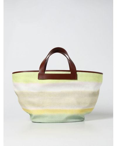Missoni Printed Canvas And Leather Tote Bag - Green
