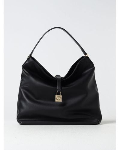 Twin Set Bag In Micro Grained Synthetic Leather - Black