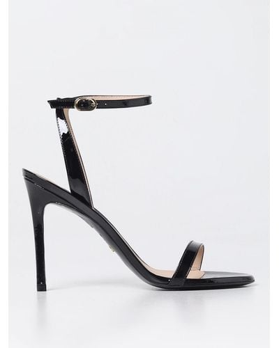 Stuart Weitzman Barely Nude Sandal In Patent Leather - White