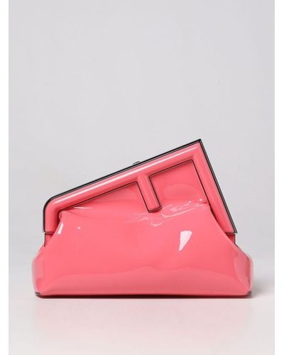 Fendi First Clutch In Patent Leather - Pink