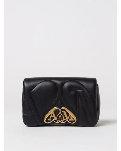 Alexander McQueen Seal Clutch In Quilted Leather - Black