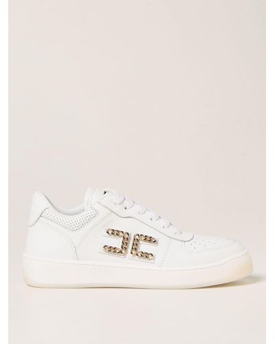 Elisabetta Franchi Sneakers In Leather With Logo - White