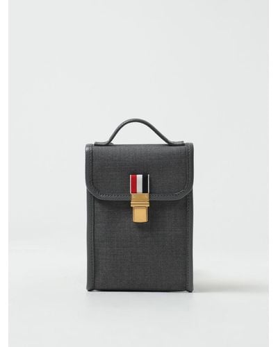 Thom Browne Borsa per smartphone in twill e pelle a grana - Blu