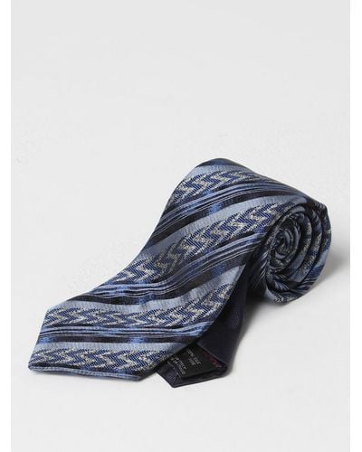 Missoni Cravatta in seta con motivo zig zag jacquard - Blu