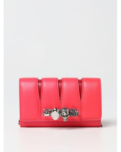 Alexander McQueen The Slash Clutch In Nappa Leather - Red