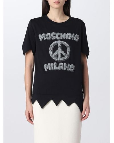 Moschino T-shirt con stampa logo Milano - Nero