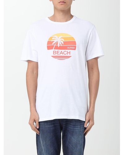 Sun 68 T-shirt in cotone con stampa - Bianco