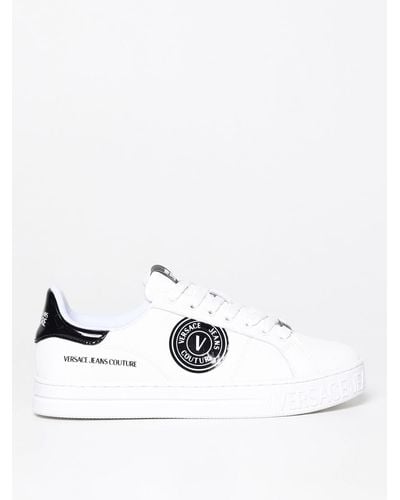 Versace Logo-patch Leather Low-top Sneakers - White