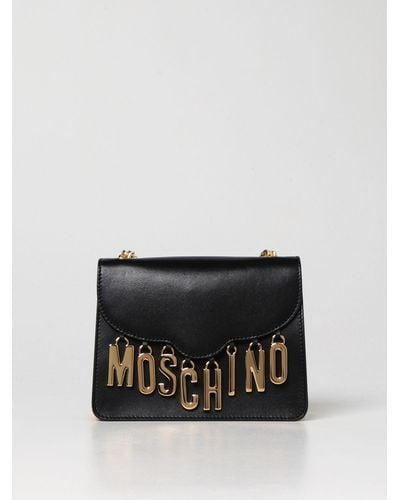 Moschino Leather Crossbody Bag With Charmes - Black
