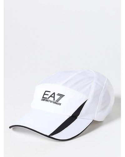 EA7 Cappello in nylon con logo - Bianco