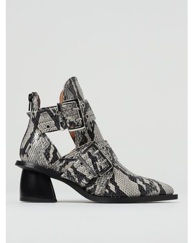 Ganni Ankle Boots In Python Print Fabric - Multicolor