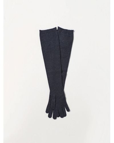 Brunello Cucinelli Long Gloves In Cashmere And Lurex - Blue