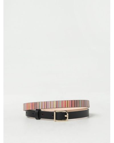 Paul Smith Cintura Signature Stripe in pelle stampata - Bianco