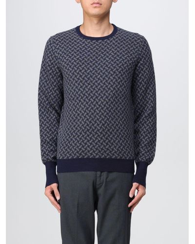 Drumohr Sweater In Jacquard Cashmere - Blue