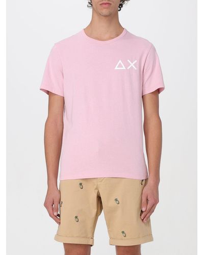 Sun 68 T-shirt in cotone con logo - Rosa
