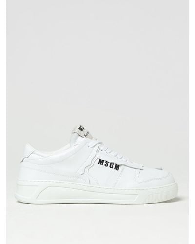 MSGM Fantastic Green Sneakers In Recycled Synthetic Leather - White
