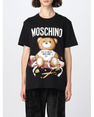 Moschino Cotton T-shirt With Teddy Print - Black