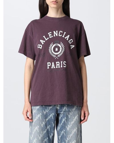 Balenciaga T-shirt in cotone con logo - Multicolore