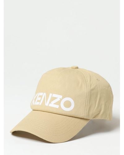 KENZO Cotton Hat With Logo - Natural