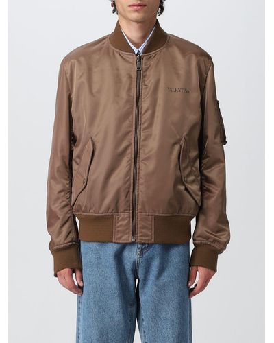 Valentino Reversible Bomber Jacket With Zipper - Brown