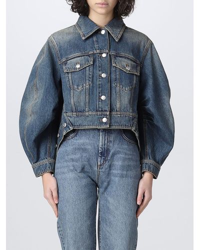 Alexander McQueen Jeansjacke mit Puffärmeln - Blau