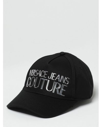Versace Jeans Couture Cappello in cotone con logo in metallo - Nero