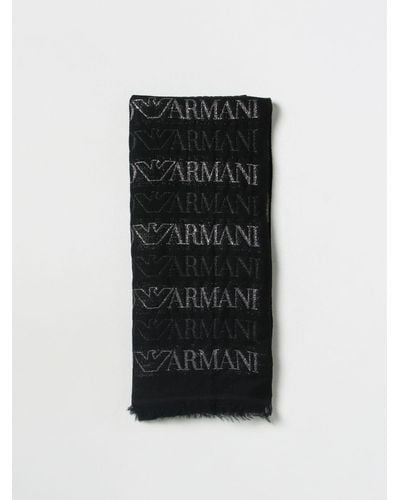 Emporio Armani Scarf In Wool And Lurex Blend - Black