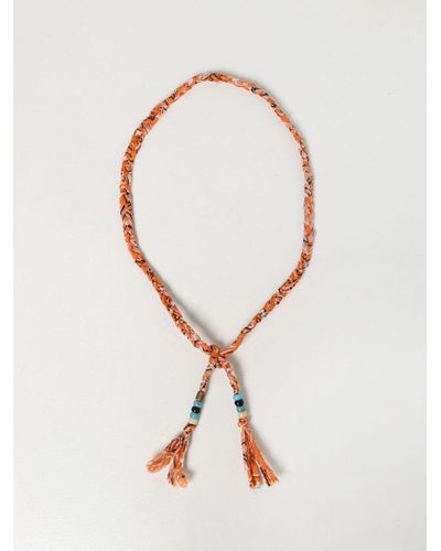 Alanui Necklace In Printed Cotton With Beads - White
