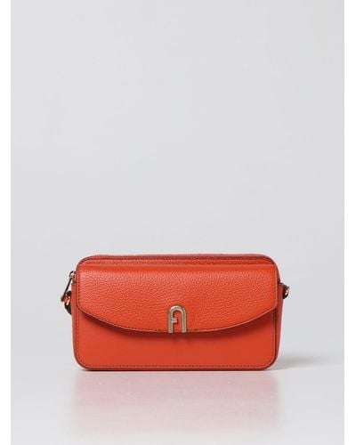 Furla Primula Leather Bag With Logo - Red
