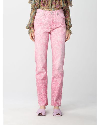 Etro Paisley Washed-denim Jeans - Pink