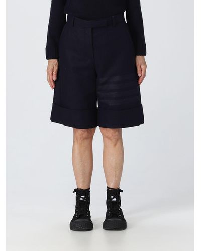 Thom Browne Shorts In Wool And Cashmere Blend Flannel - Blue