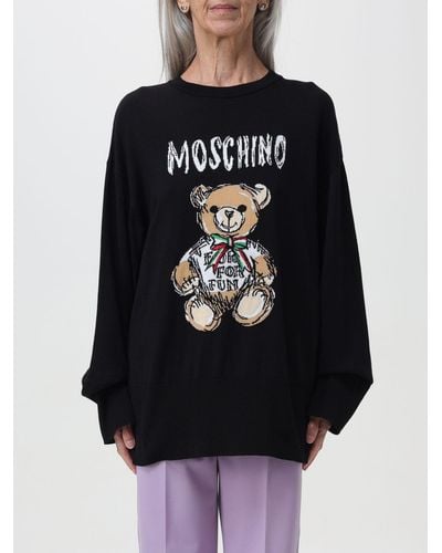 Moschino Maglione in cotone con Teddy jacquard - Nero