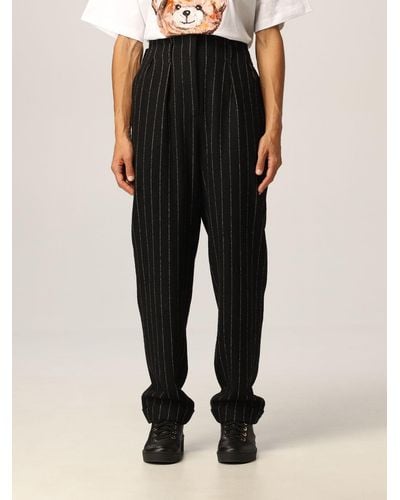 Moschino Pants In Pinstripe - Black